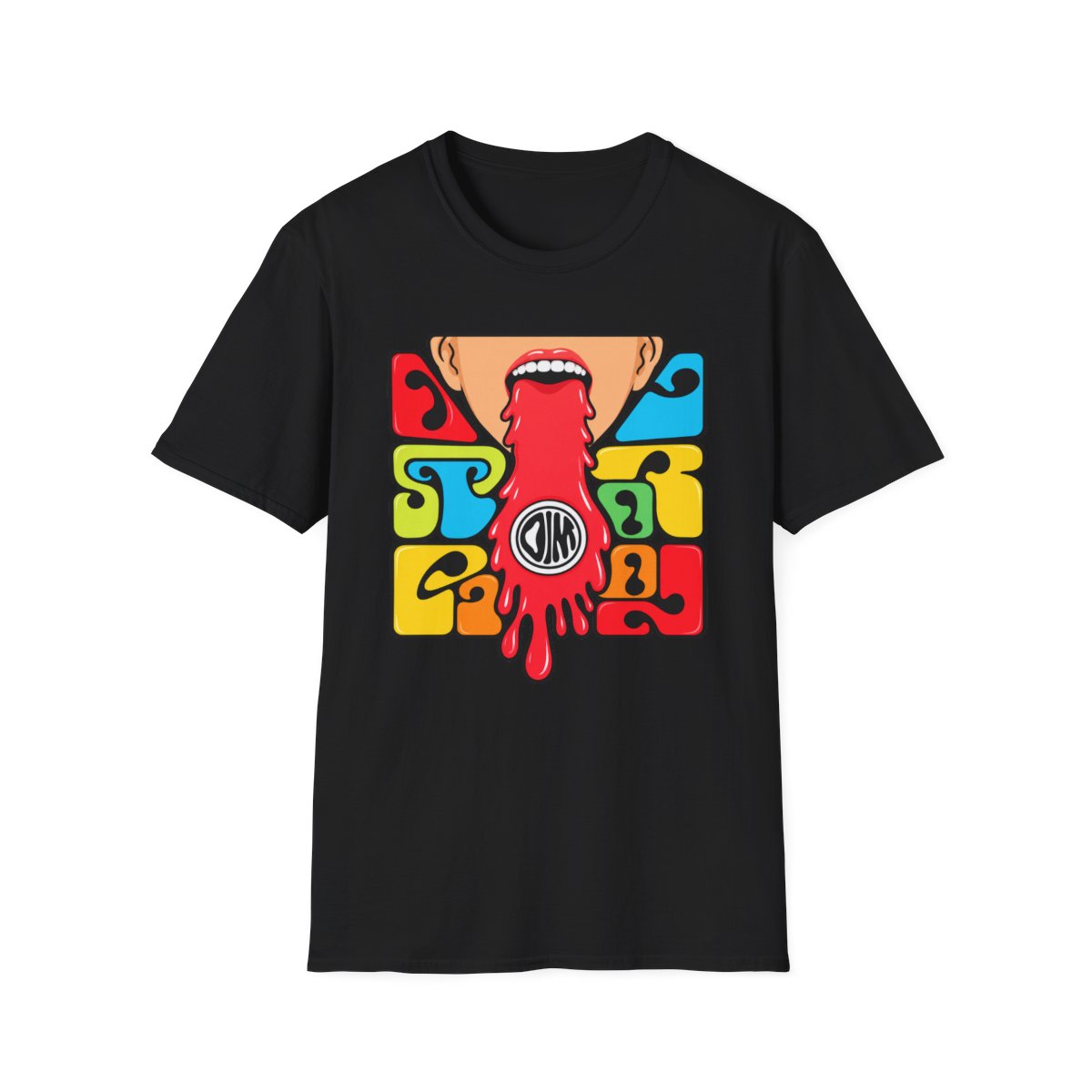 Psychedelic Dripping Tongue T-Shirt | Retro Color Block Graphic  | Oscar Maydon Merch - Official T-Shirts merchandise